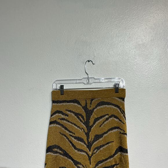 Happy Sheep Gold Metallic Tiger Midi Skirt Sz L NWOT - Picture 5 of 14